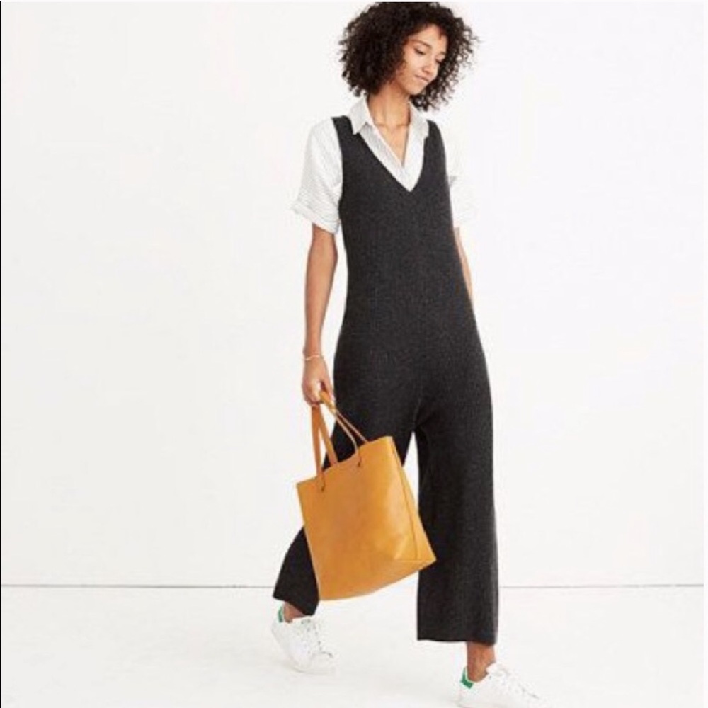 Madewell Wide Leg Wool Sweater Jumpsuit Grey